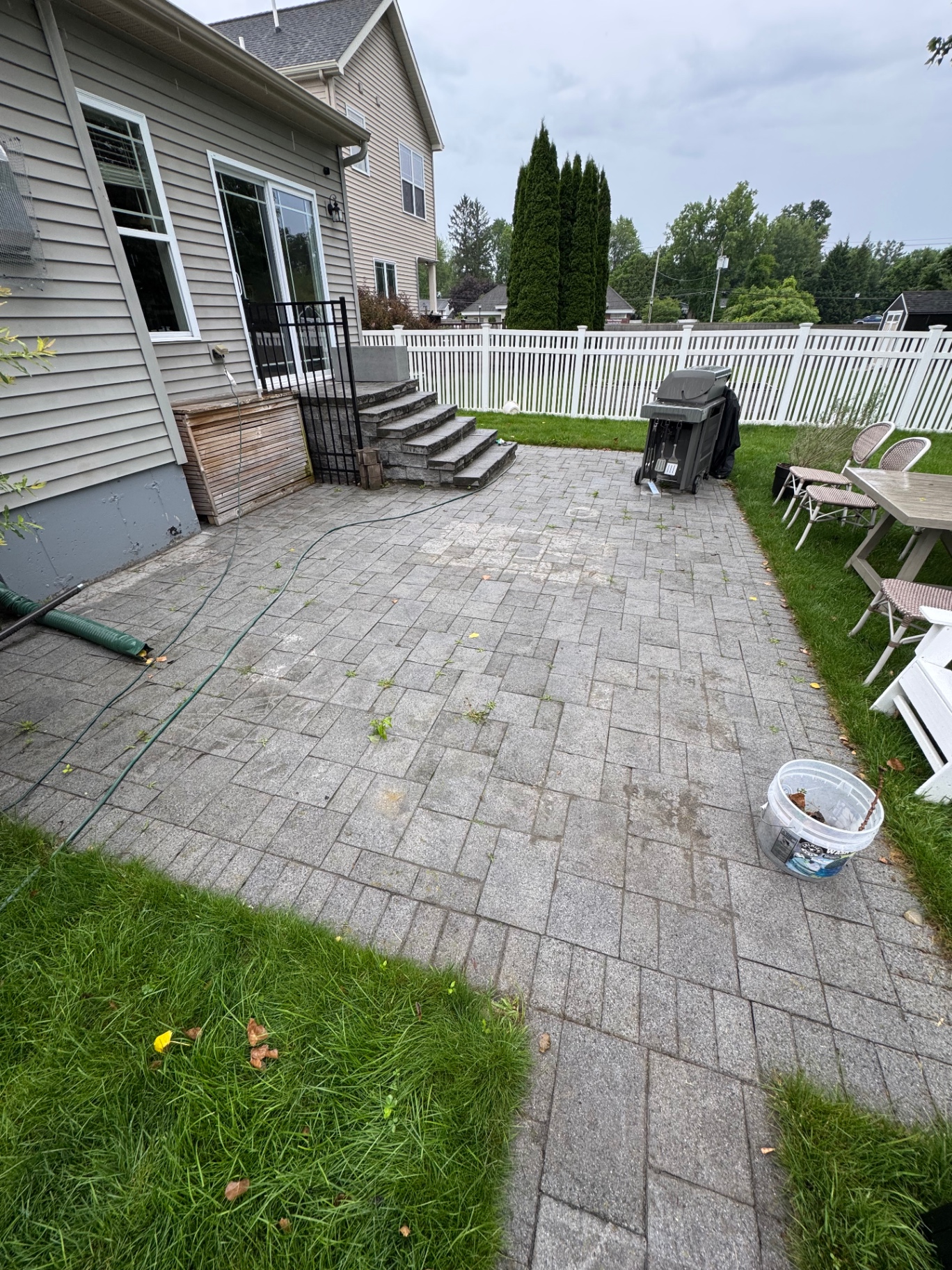 Patio before professional cleaning